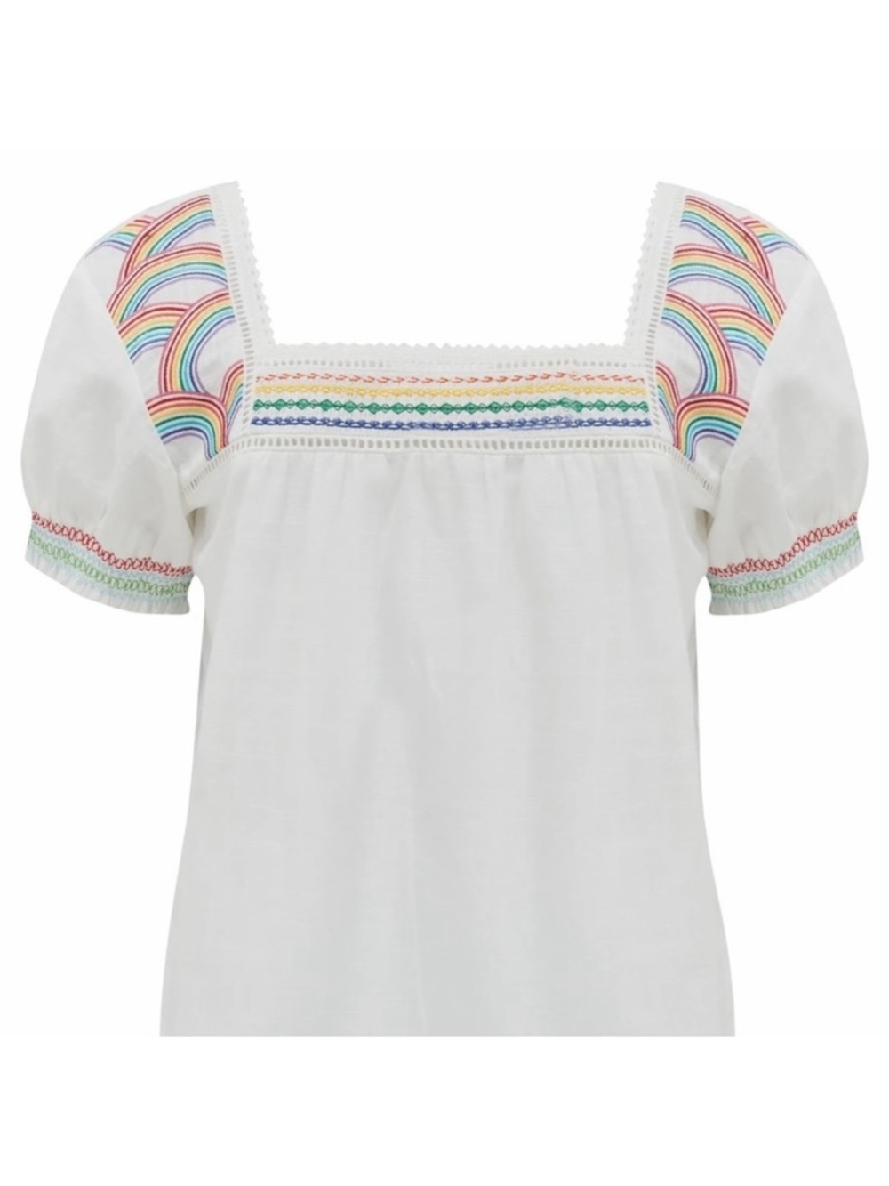 Sugarhill Brighton Embroidered Top in Off-White Rainbow Arches 🌈